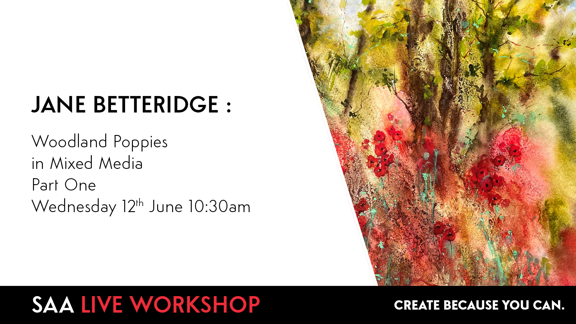 SAA Live – Jane Betteridge – Poppies in Mixed Media