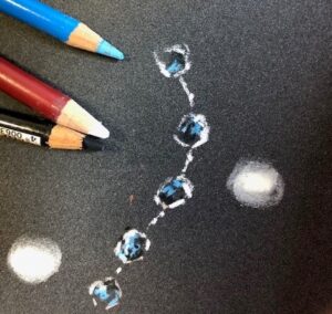 Christmas Lights in Pastels - drawing the reflective beads