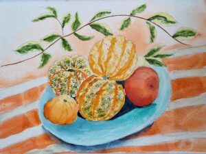 Gourds on stripey fabric 2